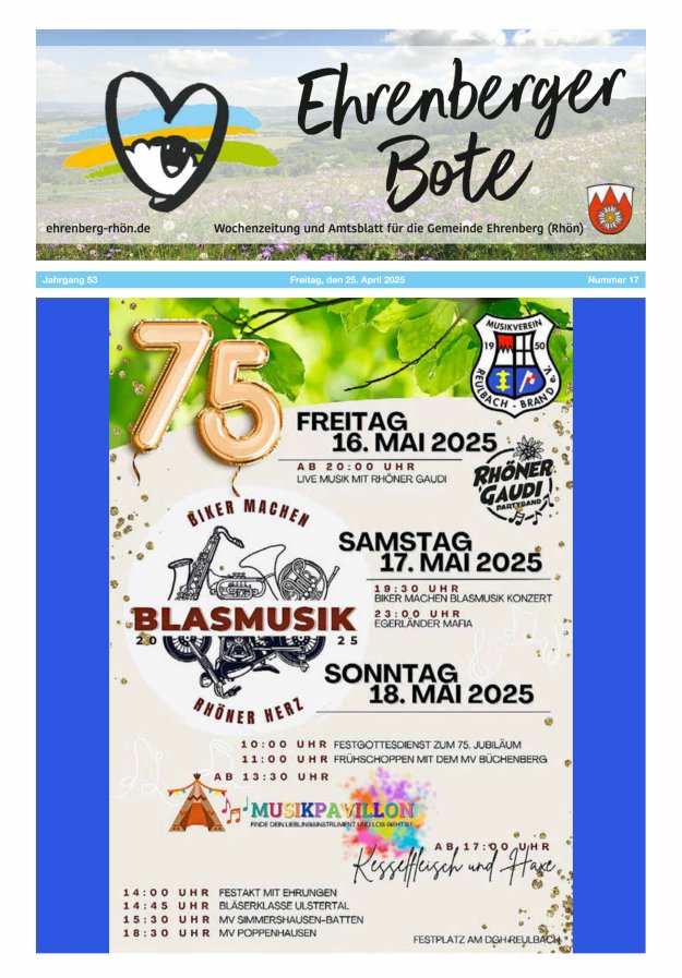 Ehrenberger Bote Titelblatt 17/2025