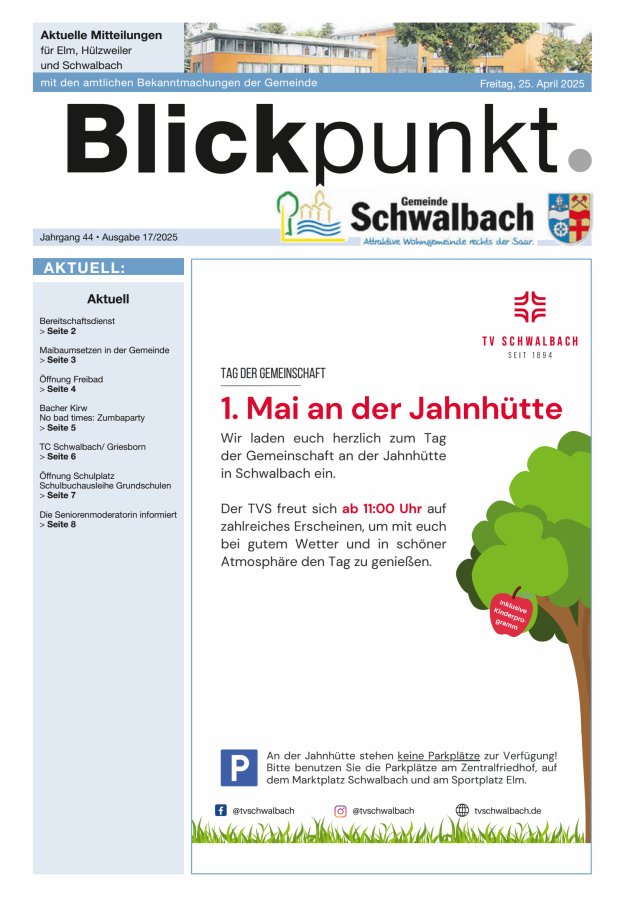 Blickpunkt Schwalbach Titelblatt 17/2025