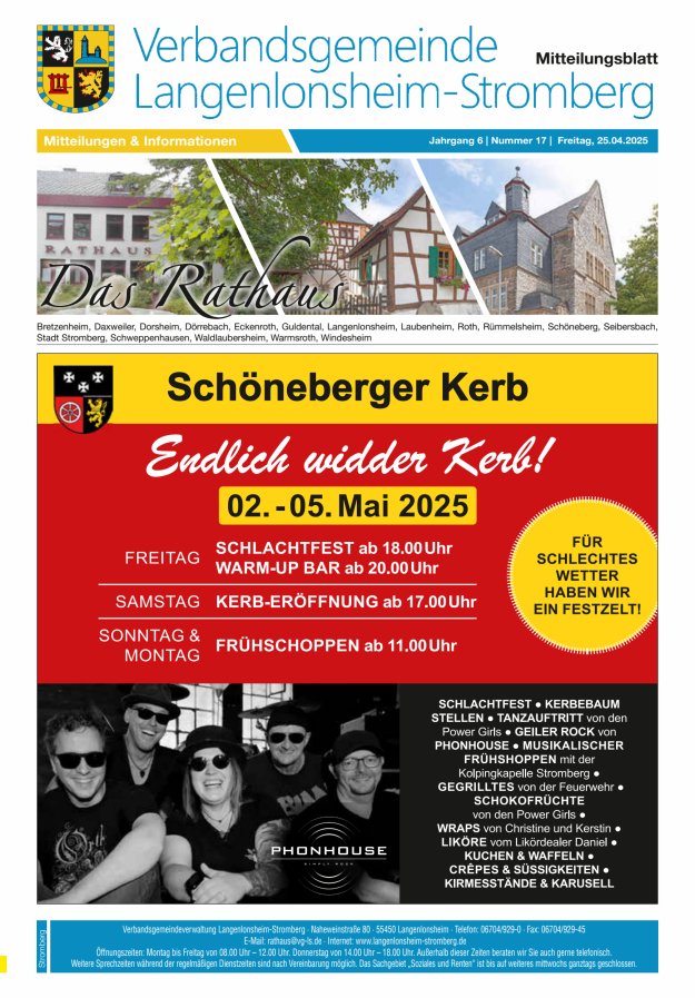 Das Rathaus - MTB d VG Langenlonsheim-Stromberg  Titelblatt 17/2025