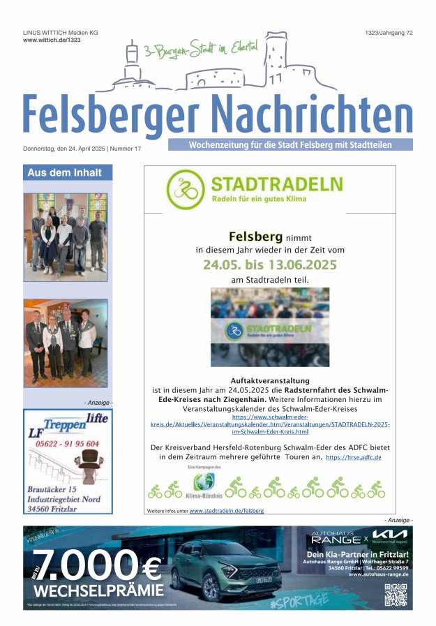 Felsberger Nachrichten Titelblatt 17/2025