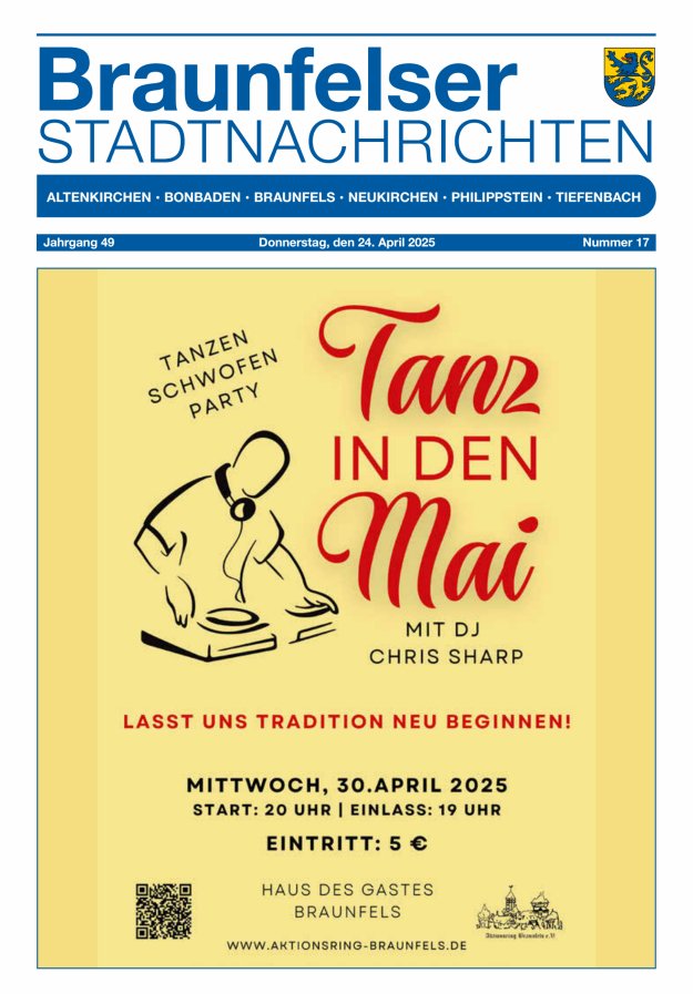 Braunfelser Stadtnachrichten Titelblatt 17/2025
