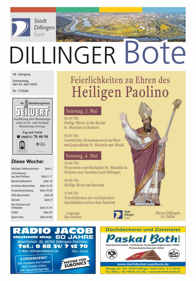 Dillinger Bote Titelblatt 17/2025