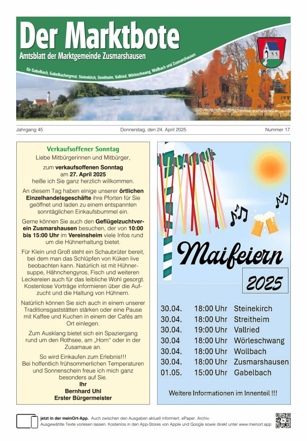 Zusmarshausen - Der Marktbote Titelblatt 17/2025