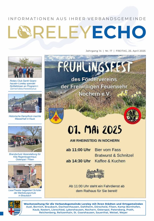 Loreley-Echo - Mitteilungsblatt der Verbandsgemeinde Loreley (Braubach) Titelblatt 17/2025