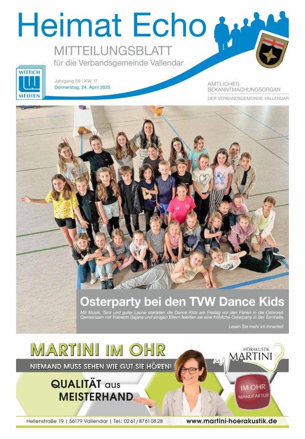 Heimat-Echo - Heimat- und Bürgerzeitung Verbandsgemeinde Vallendar Titelblatt 17/2025