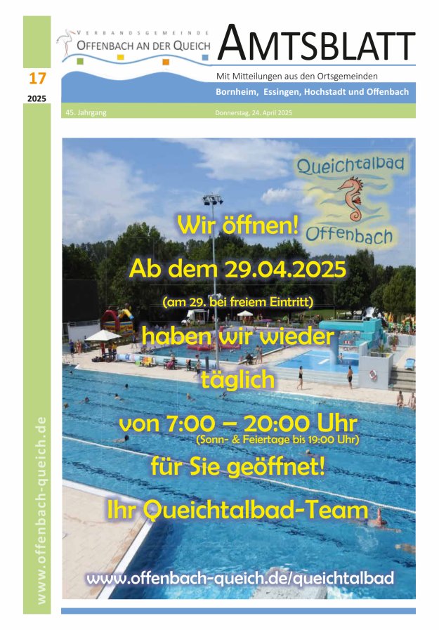 Amtsblatt VG Offenbach an der Queich Titelblatt 17/2025