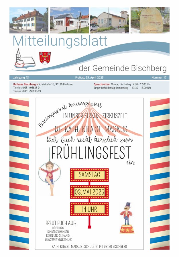 Mitteilungsblatt der Gemeinde Bischberg Titelblatt 17/2025