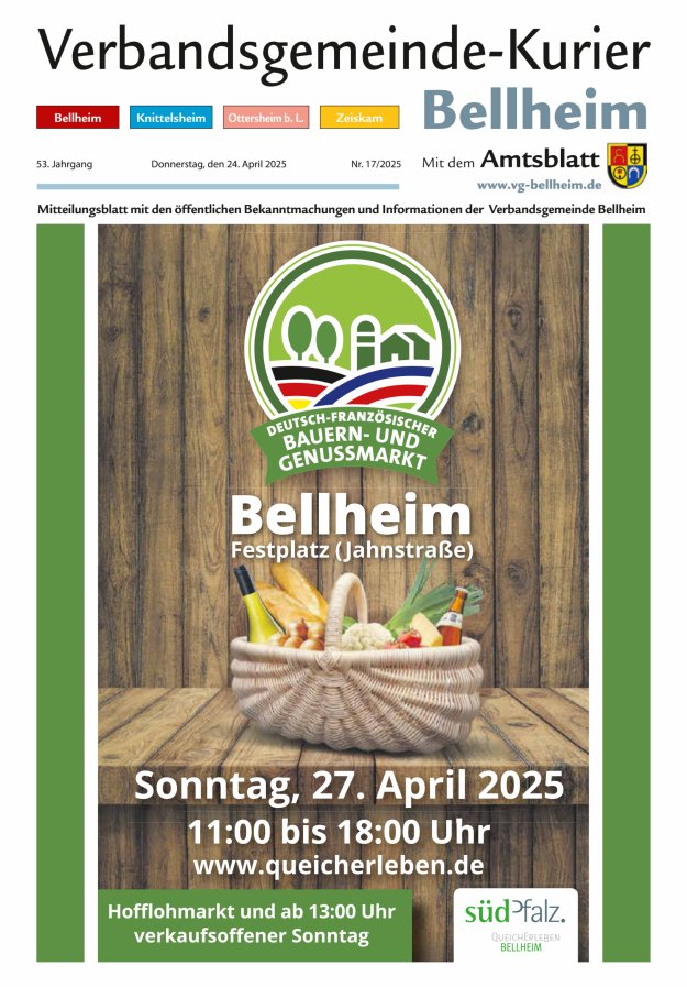 Verbandsgemeinde-Kurier Bellheim Titelblatt 17/2025