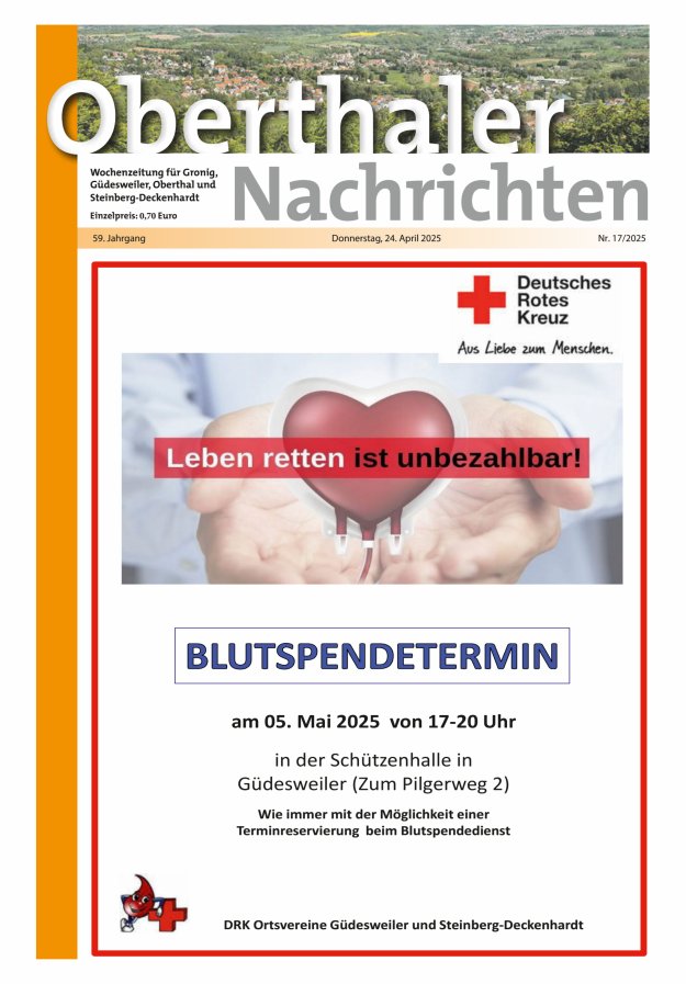 Oberthaler Nachrichten Titelblatt 17/2025