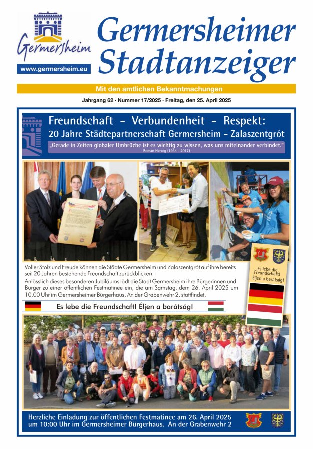 Germersheimer Stadtanzeiger Titelblatt 17/2025