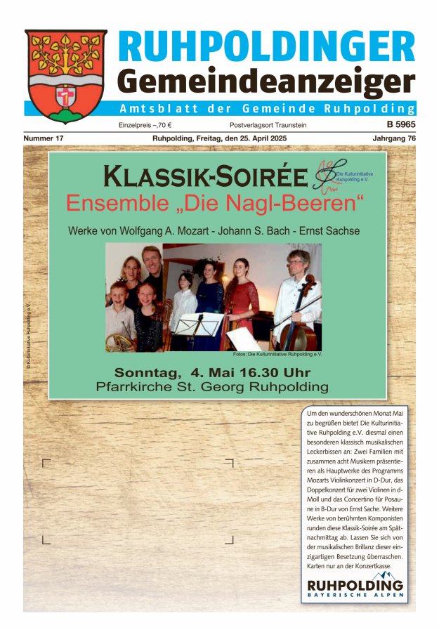 Ruhpoldinger Gemeindeanzeiger Titelblatt 17/2025