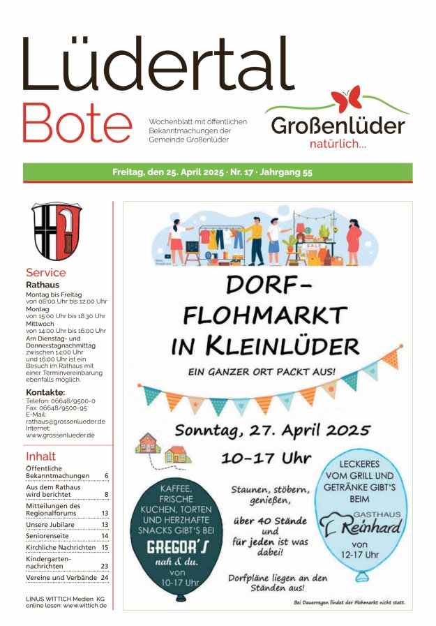 Wochenblatt mit öffentlichen Bekanntmachungen der Gemeinde Großenlüder Titelblatt 17/2025