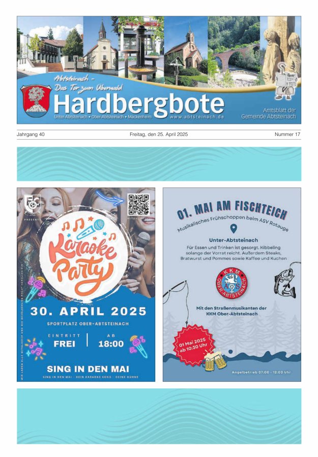 Hardbergbote - Mitteilungsblatt der Gemeinde Abtsteinach Titelblatt 17/2025