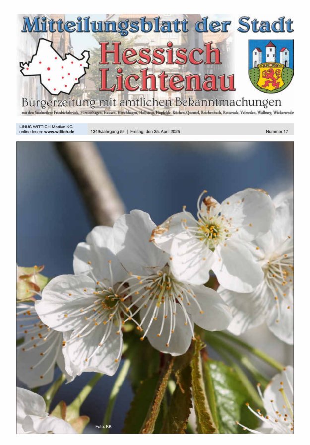Mitteilungsblatt der Stadt Hess Lichtenau Titelblatt 17/2025
