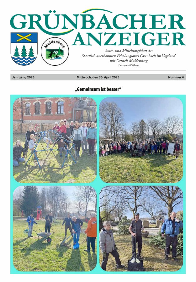 Grünbacher Anzeiger - Amts- und Mitteilungsblatt Titelblatt 04/2025
