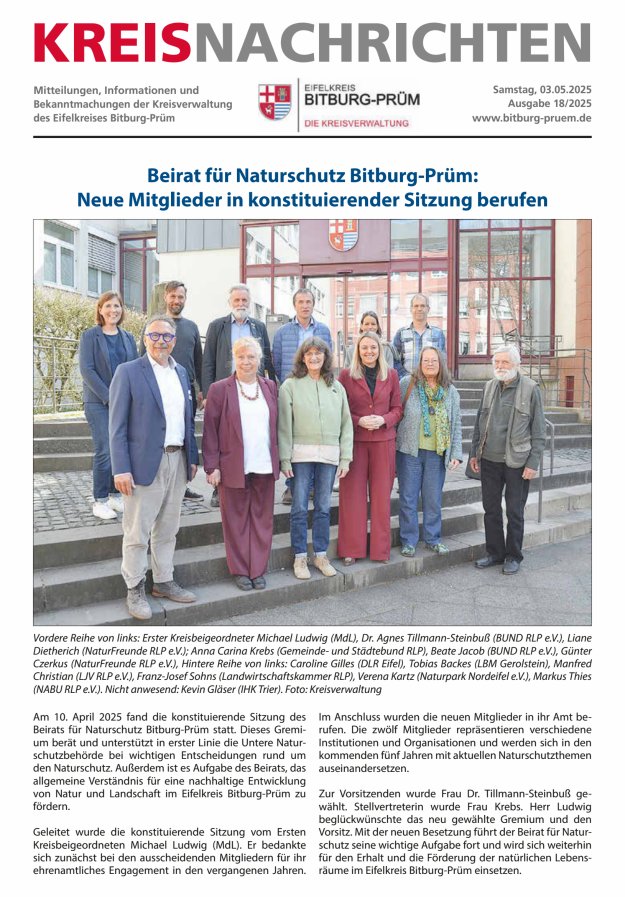 Kreis Bitburg-Prüm Titelblatt 18/2025