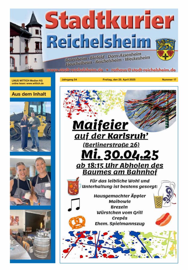 Stadtkurier Reichelsheim Titelblatt 17/2025