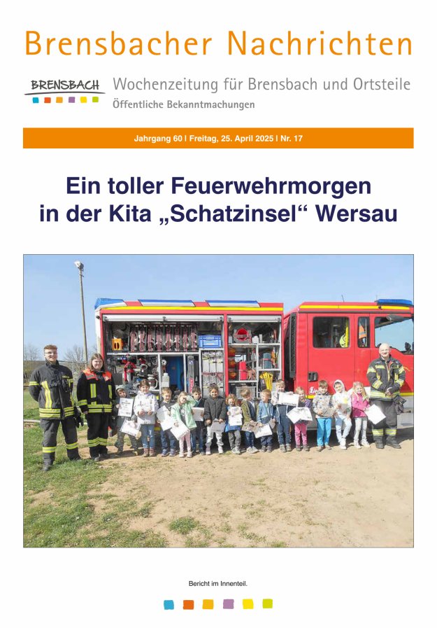 Brensbacher Nachrichten Titelblatt 17/2025