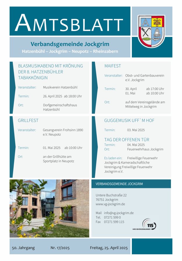 Amtsblatt VG Jockgrim Titelblatt 17/2025