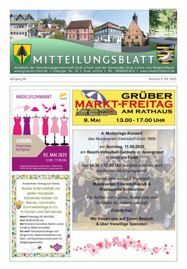 Amts- und Mitteilungsblatt der VGem Grub a.Forst Titelblatt 09/2025