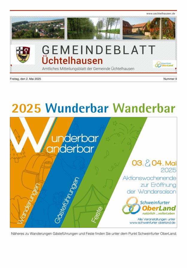 Gemeindeblatt Üchtelhausen Titelblatt 09/2025