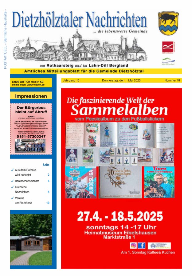 Dietzhölztaler Nachrichten Titelblatt 18/2025