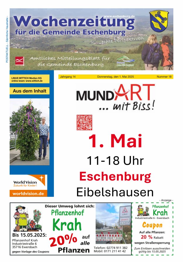 Wochenzeitung für die Gemeinde Eschenburg Titelblatt 18/2025
