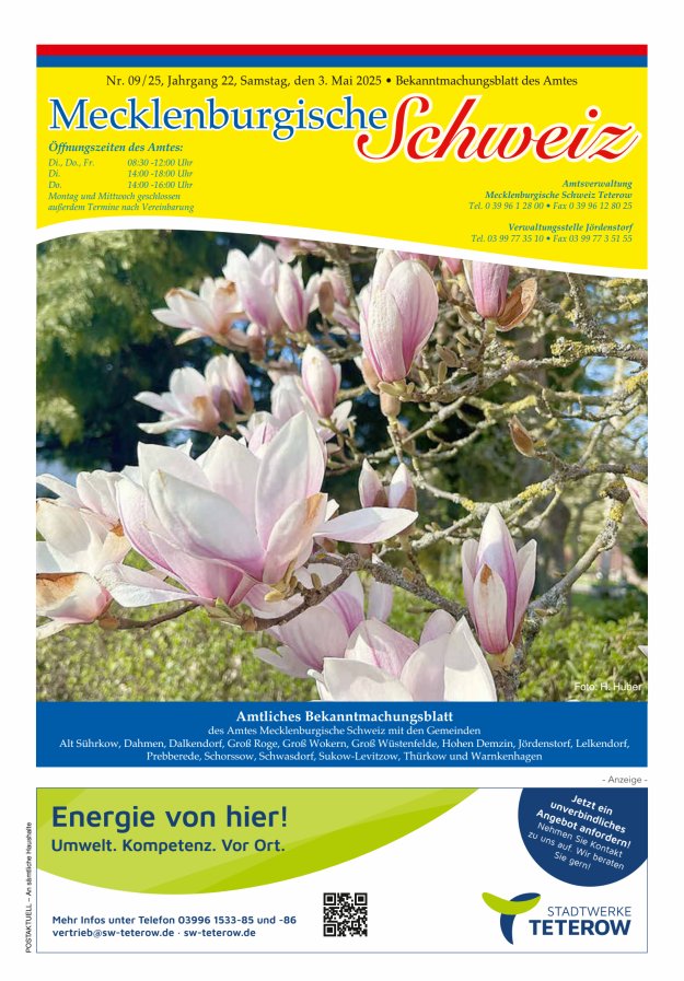 Bekanntmachungsblatt des Amtes Mecklenburgische Schweiz Titelblatt 09/2025