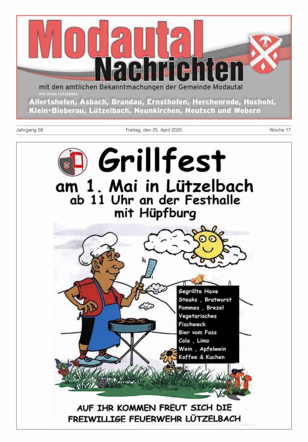 Modautal-Nachrichten Titelblatt 17/2025