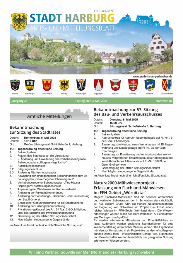 Amts- und Mitteilungsblatt der Stadt Harburg Titelblatt 18/2025