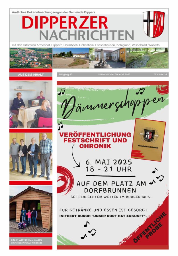 Dipperzer Nachrichten Titelblatt 18/2025