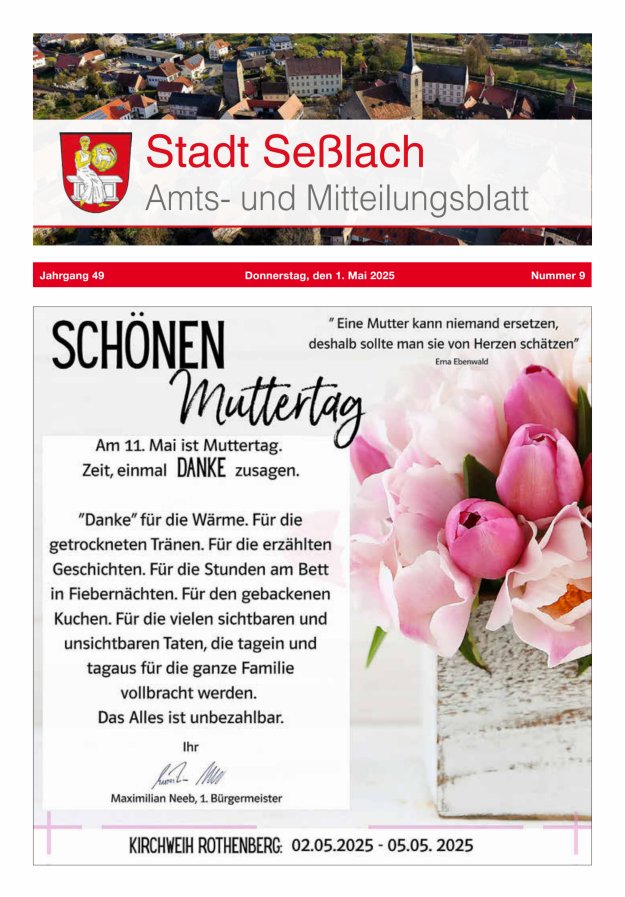 Amts- und Mitteilungsblatt Stadt Seßlach Titelblatt 09/2025