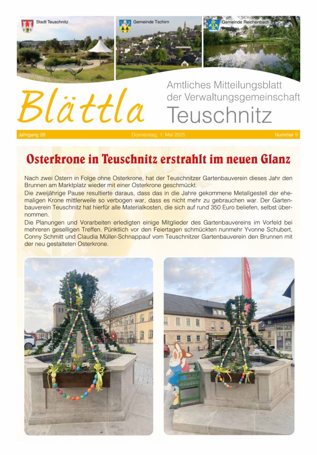 VG-Nachrichten Teuschnitz Titelblatt 09/2025