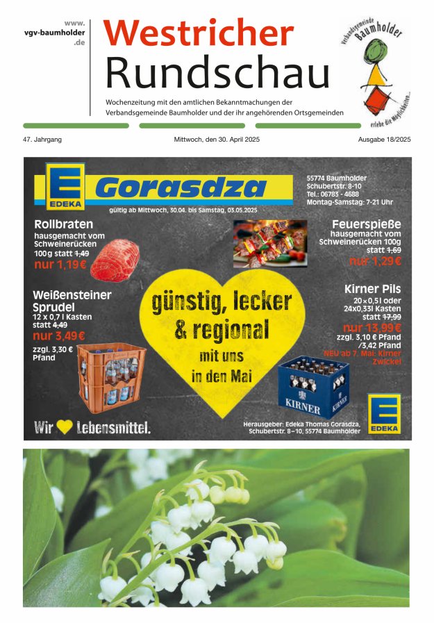 Westricher Rundschau VG Baumholder Titelblatt 18/2025