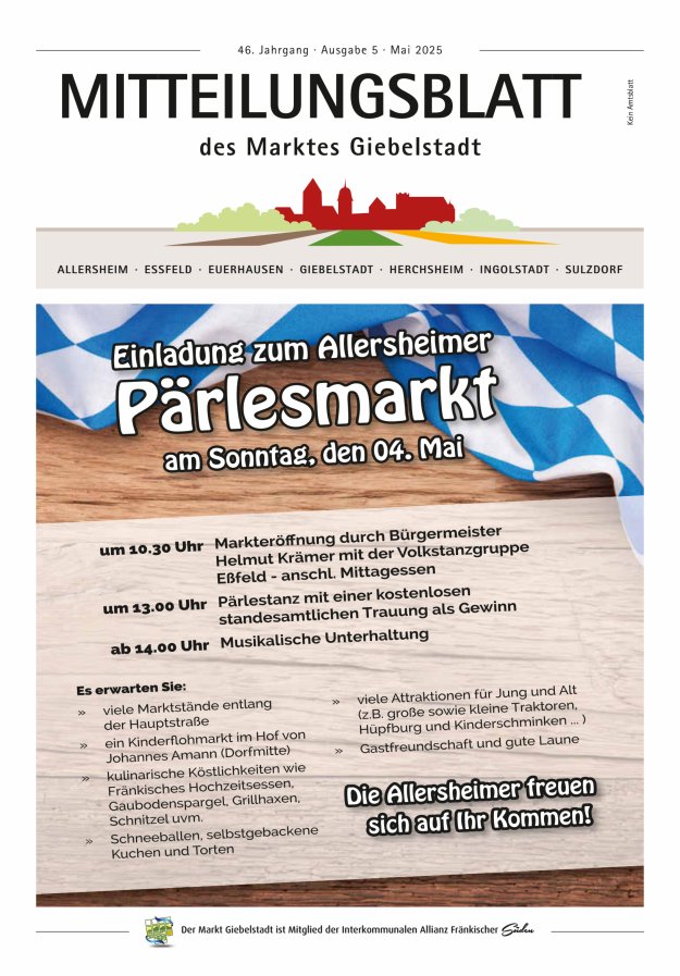 Mitteilungsblatt des Marktes Giebelstadt Titelblatt 05/2025