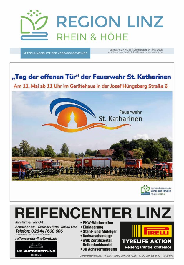 Unsere Verbandsgemeinde Linz am Rhein Titelblatt 18/2025