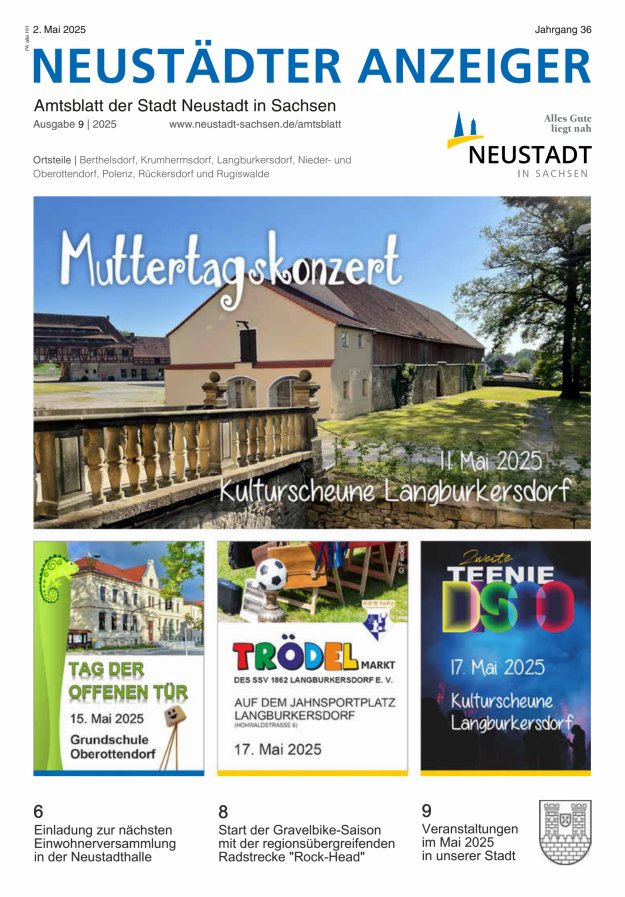 Neustädter Anzeiger - Amts- und Heimatblatt der Stadt Neustadt in Sachsen Titelblatt 09/2025