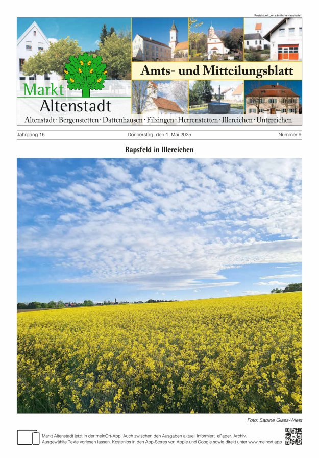 Amts- und Mitteilungsblatt des Marktes Altenstadt Titelblatt 09/2025
