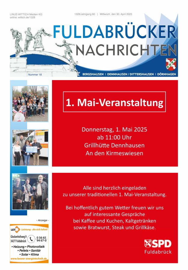 Fuldabrücker Nachrichten Titelblatt 18/2025