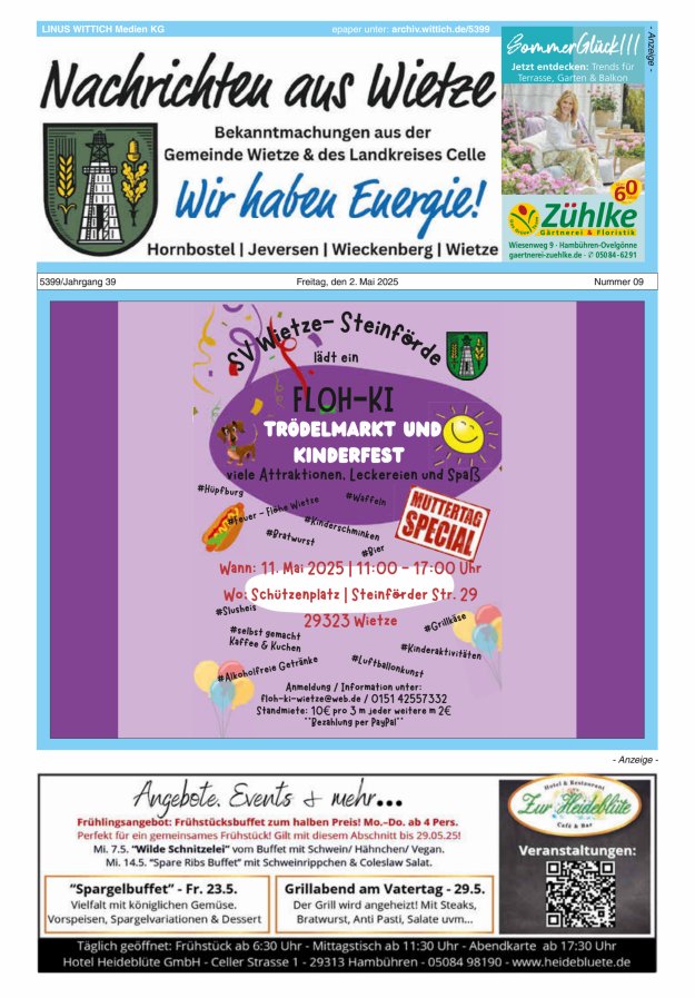 Nachrichten aus Wietze Titelblatt 09/2025