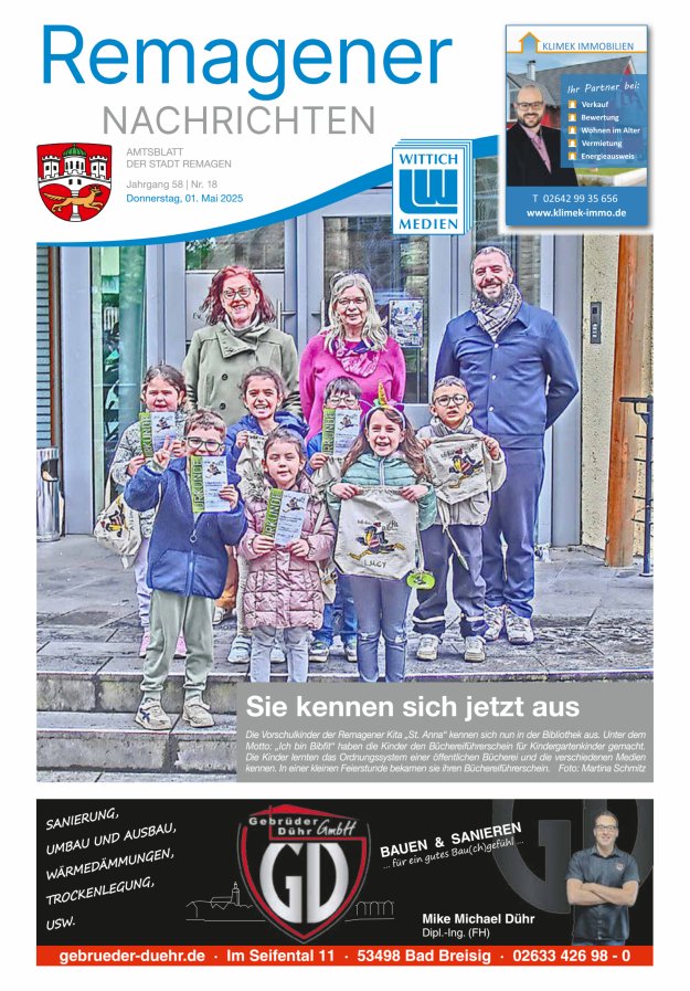 Remagener Nachrichten Titelblatt 18/2025