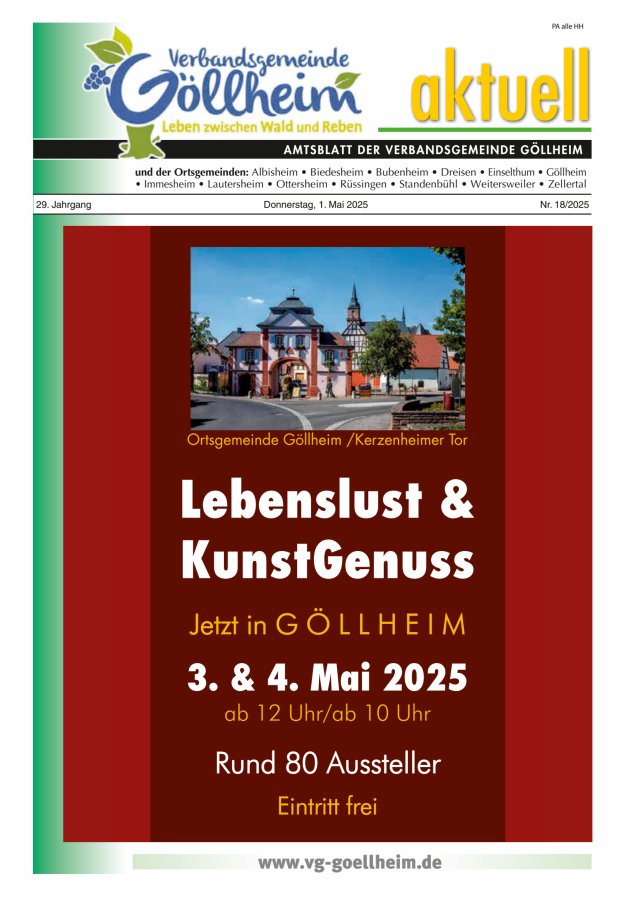 Verbandsgemeinde Göllheim aktuell Titelblatt 18/2025