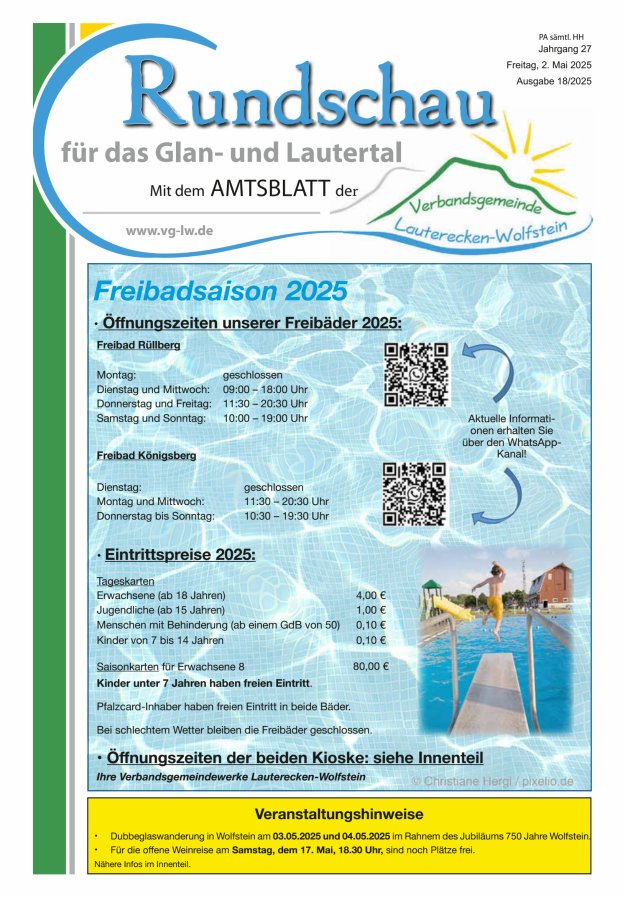 Rundschau für das Glan- und Lautertal Titelblatt 18/2025