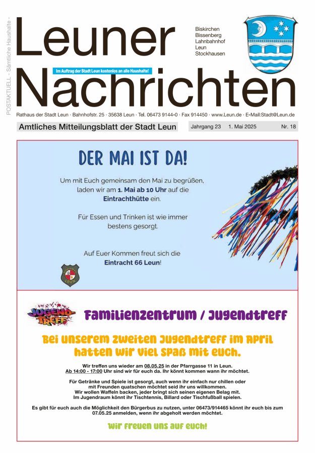 Leuner Nachrichten Titelblatt 18/2025