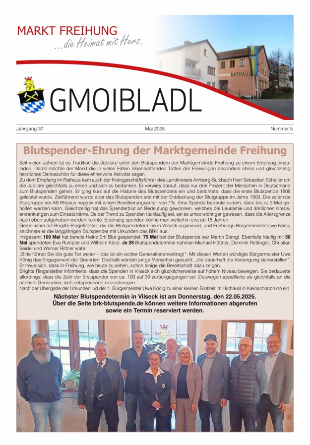 Markt Freihung Mitteilungsblatt Titelblatt 05/2025