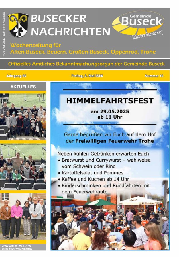 Busecker Nachrichten Titelblatt 18/2025