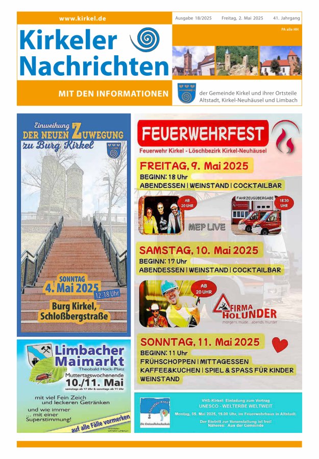 Kirkeler Nachrichten Titelblatt 18/2025