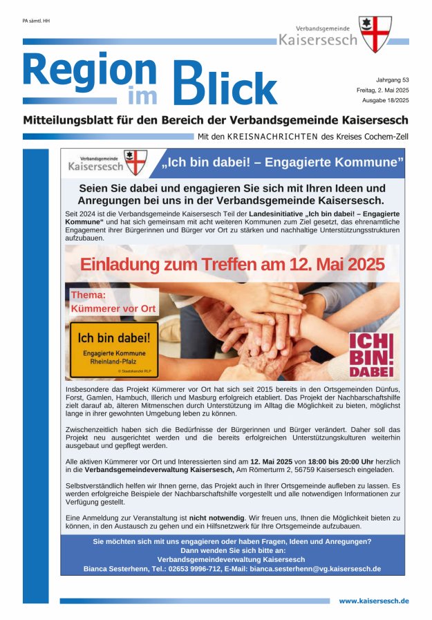 Region im Blick VG Kaisersesch Titelblatt 18/2025