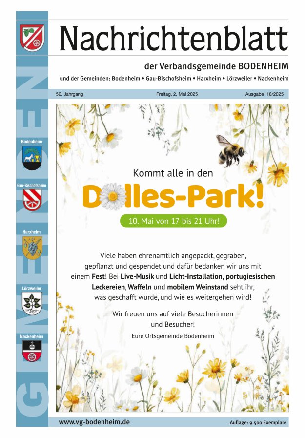Nachrichtenblatt der VG Bodenheim              Titelblatt 18/2025