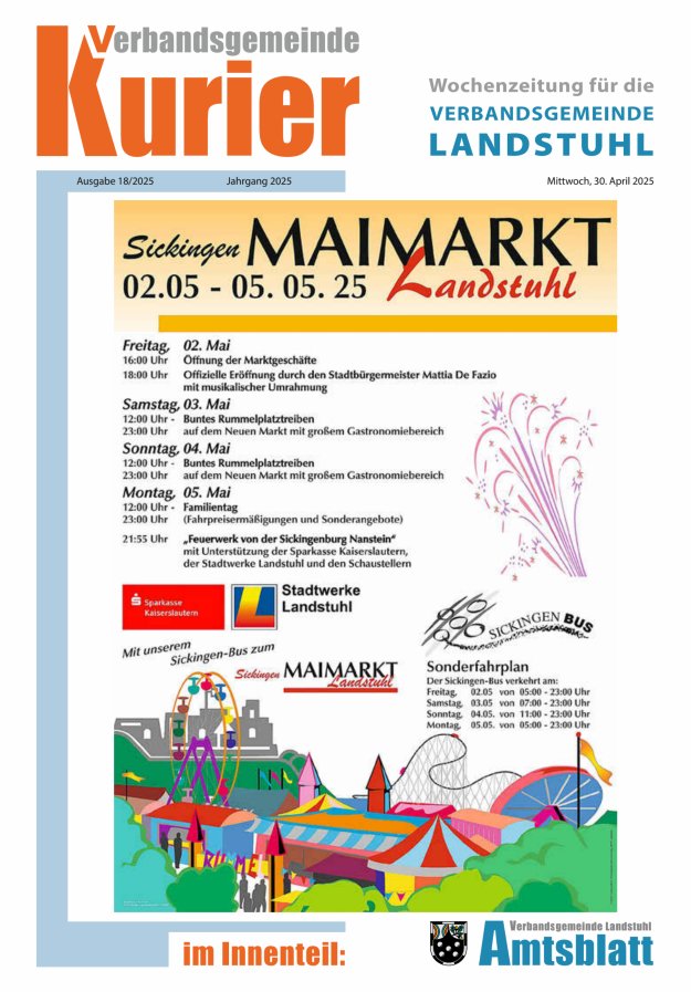 Verbandsgemeinde Kurier Landstuhl Titelblatt 18/2025
